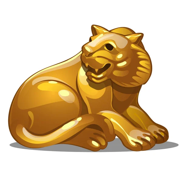 Gouden figuur voor tiger. Chinese Horoscoop symbool. Kalender van de 12 dieren. Oost-astrologie. Sculptuur geïsoleerd op een witte achtergrond. Vectorillustratie — Stockvector