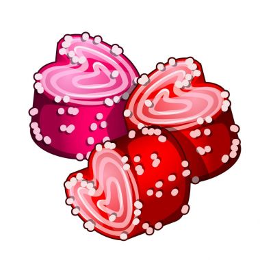 Kek lezzetli ile kalp şeklinde. Romantik lezzetli ev yapımı hamur işleri Sevgililer günü için. Beyaz arka plan üzerinde izole karikatür tarzı resimde vektör