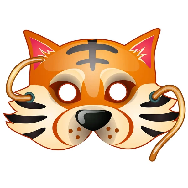 Máscara de tigre con cuerdas dibujadas en estilo de dibujos animados — Vector de stock
