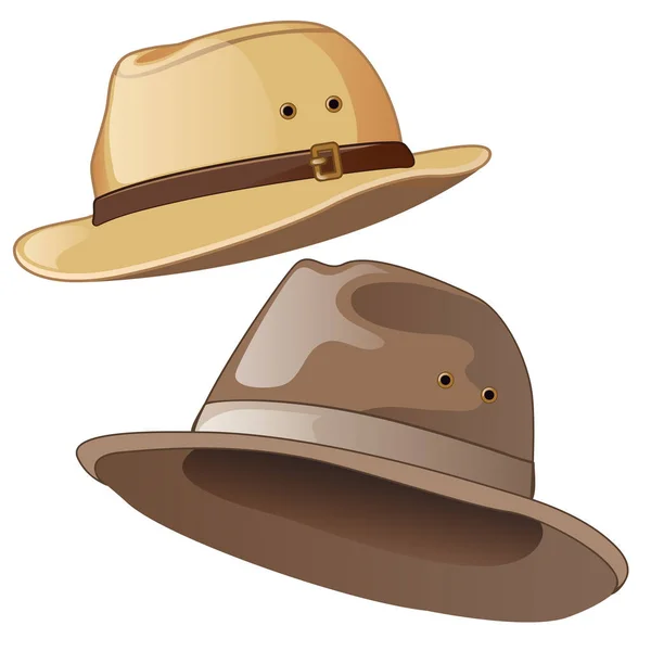 Topi pria berwarna abu-abu dan coklat - Stok Vektor