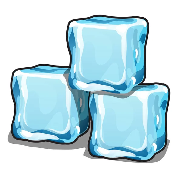 Montón de cubitos de hielo aislados sobre fondo blanco. ilustración de primer plano de dibujos animados vectoriales . — Vector de stock