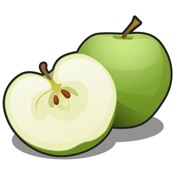 Manzanas verdes jugosas aisladas sobre un fondo blanco. Elemento de una dieta saludable. ilustración de primer plano de dibujos animados vectoriales . Vectores de stock libres de derechos