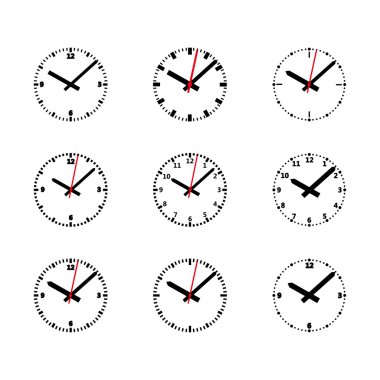 Icon Set saat - izole vektör çizim anahat.