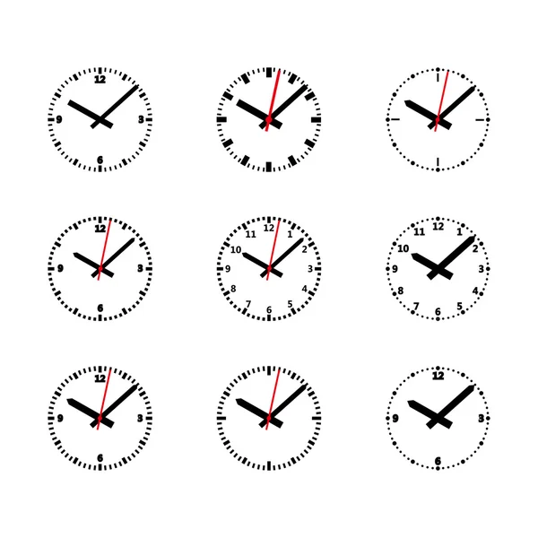 Ensemble d'icônes d'horloge - Illustration vectorielle isolée contour . — Image vectorielle