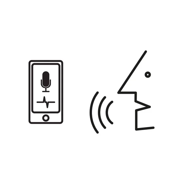 Smartphone avec assistance vocale et homme parlant — Image vectorielle