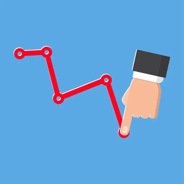 Diminuir gráfico ícone vetor isolado no fundo azul — Vetor de Stock