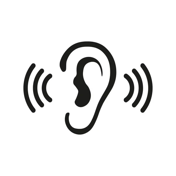 Oreille Écoute Audition Audio Ondes sonores icône vectorielle — Image vectorielle