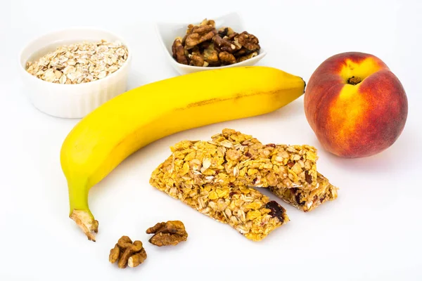 Nutrición saludable. Comida para niños, almuerzos escolares. Cereales, frutos secos — Foto de Stock