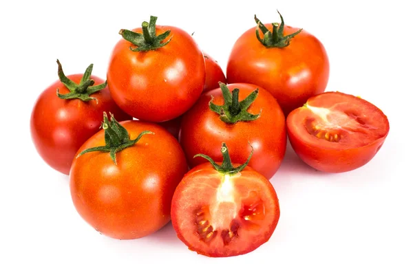 Pomodori rossi isolati su fondo bianco — Foto Stock