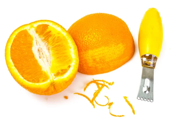 Oranje en schil in de keuken — Stockfoto