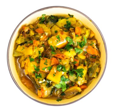 Köri ve baharat ile vejetaryen ızgara sebze