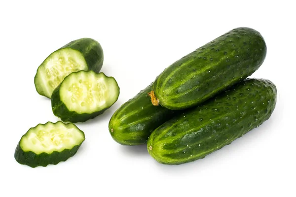 Fresh Green Cucumbers Isolated on White Background — Stock Photo, Image