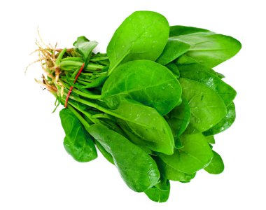 İzole üzerinde beyaz arka plan sulu taze ıspanak yaprakları