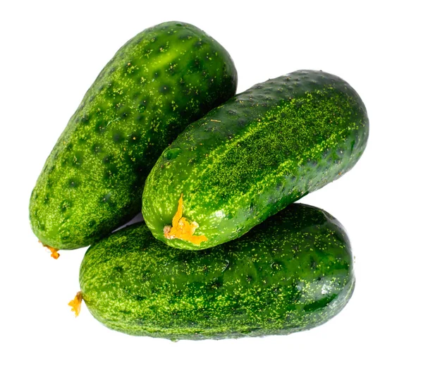 Verse groene komkommers geïsoleerd op witte achtergrond — Stockfoto