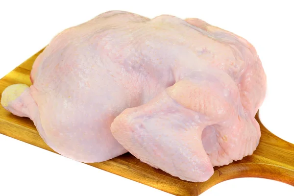 The Split Carcass of Raw Chicken. Aislado en blanco . — Foto de Stock