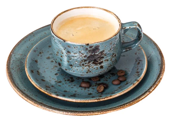 Espresso in vintage blue cup — Stock Photo, Image