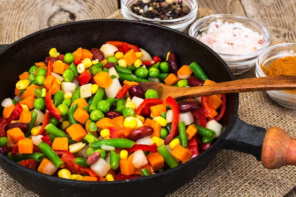 Mexican mixture of vegetables, cooked in a frying pan