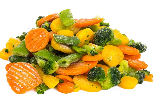 Frozen vegetables mix on a white background — Stock Photo, Image