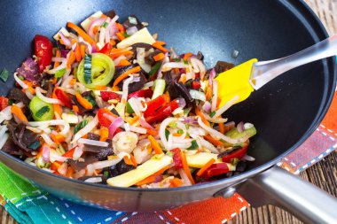 Çince karıştırmak zerzevat, bir tencerede kızartılır