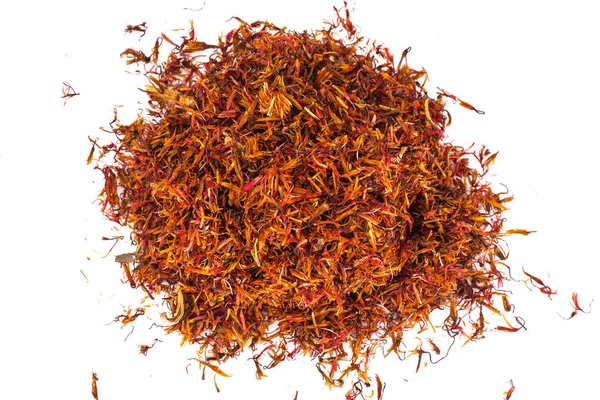 Saffraan-dure spice, geïsoleerd op een witte achtergrond — Stockfoto