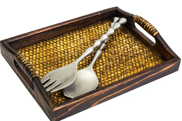 Metal cutlery souvenir on White — Stock Photo, Image