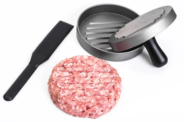 Press hamburger and minced — Stock Photo, Image