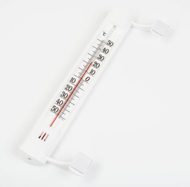 Beyaz izole açık termometre.