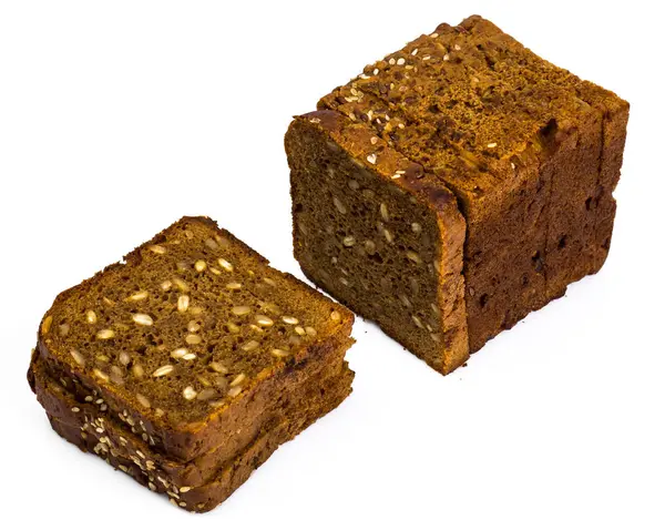 Pan de centeno fresco con semillas de girasol en forma cuadrada —  Fotos de Stock