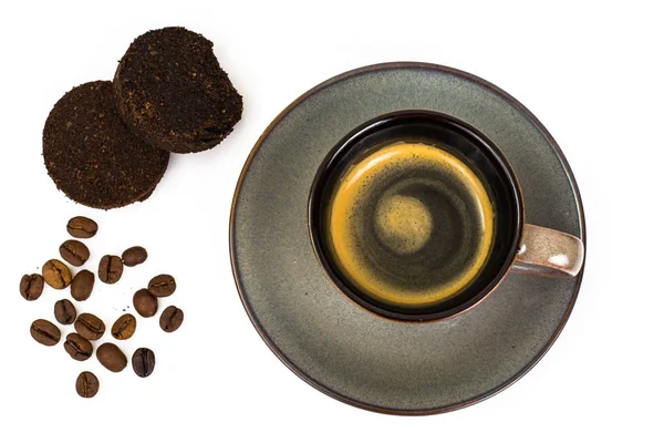 Espresso, roasted grain, waste coffee maker — Stock Photo, Image