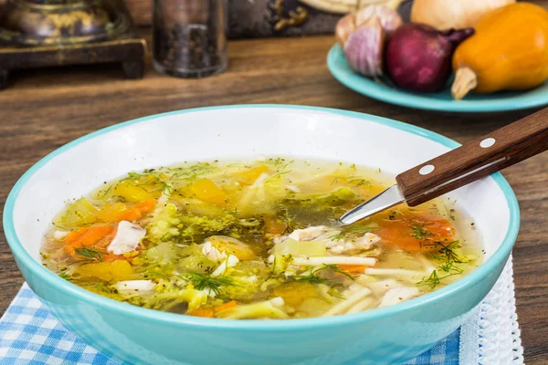 Supă de legume cu dovleac și tăiței — Fotografie, imagine de stoc