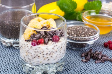 Yulaf ezmesi chia tohum, kızılcık ve çikolata