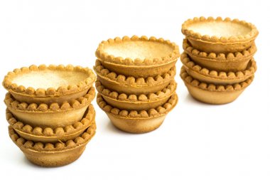 Tartlets beyaz arka plan üzerinde boş