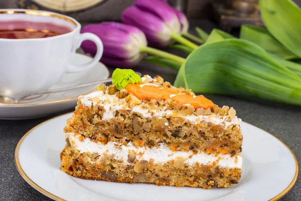Slice of carrot biscuit cake