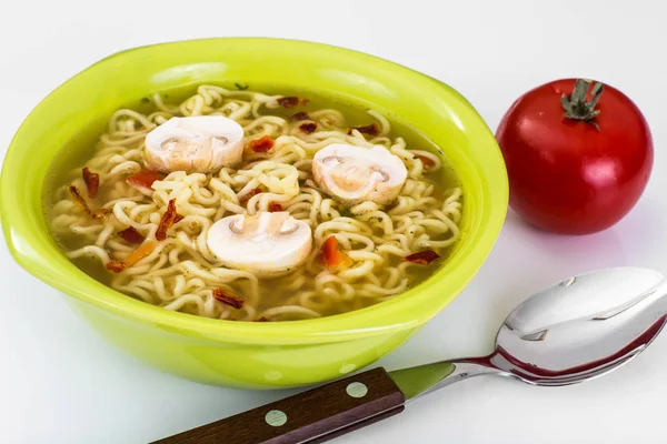 Soup from noodles with champignons — Stock Photo, Image