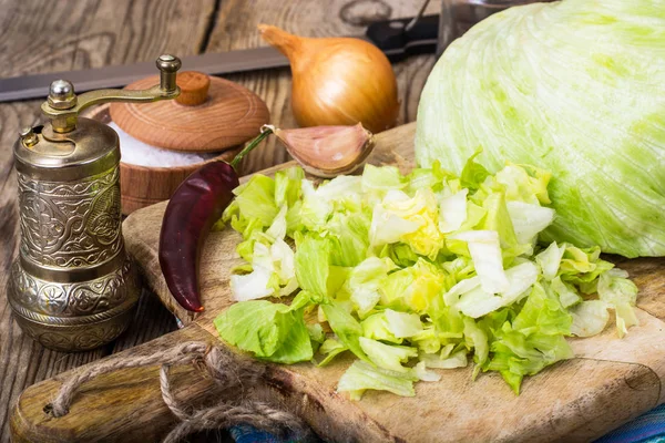 Chopped iceberg lettuce -ingridient for cooking