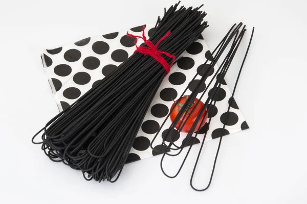 Deniz ürünleri için mürekkep balığı mürekkepli siyah spagetti — Stok fotoğraf