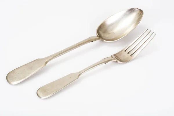 Old silver cutlery — Stock Photo, Image