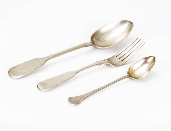 Old silver cutlery — Stock Photo, Image