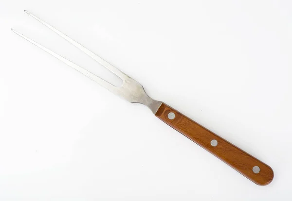 Вилка для барбекю с деревянной ручкой — стоковое фото