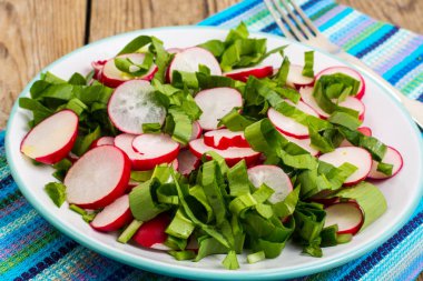 Vejetaryen taze turp ve ıspanak salatası