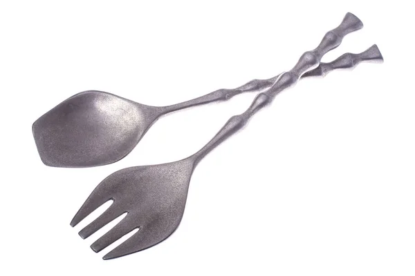 Souvenir fork and spoon isolated on white — Stock Photo, Image