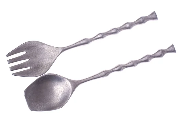 Souvenir fork and spoon isolated on white — Stock Photo, Image