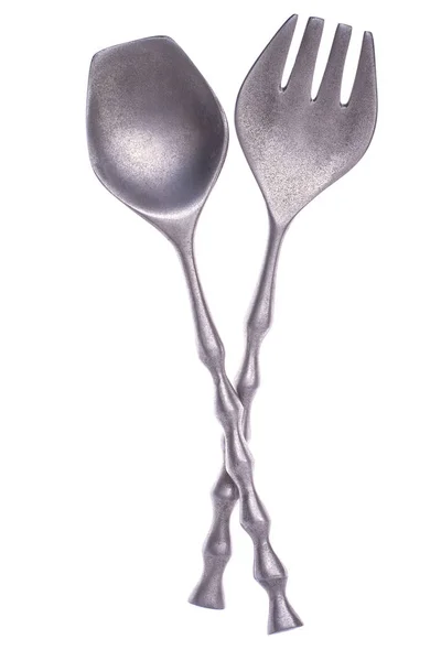 Souvenir fork and spoon isolated on white — Stock Photo, Image