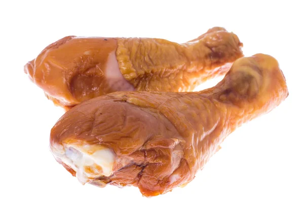 Bastón de pollo ahumado sobre fondo blanco — Foto de Stock
