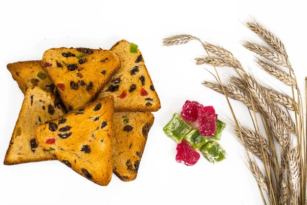 Biscuits with pieces of colored marmalade — Stock Photo, Image