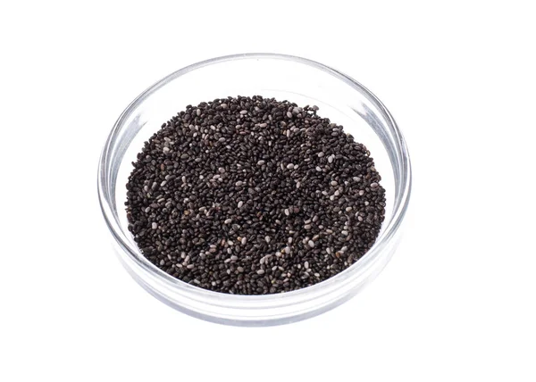 Chia seeds in glass on white background — Stock Photo, Image