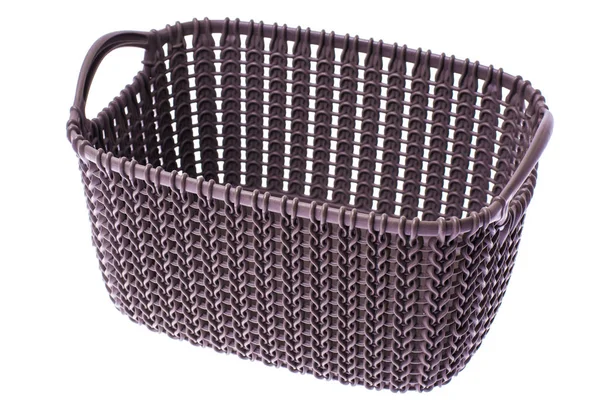 Gray plastic basket on white background — Stock Photo, Image