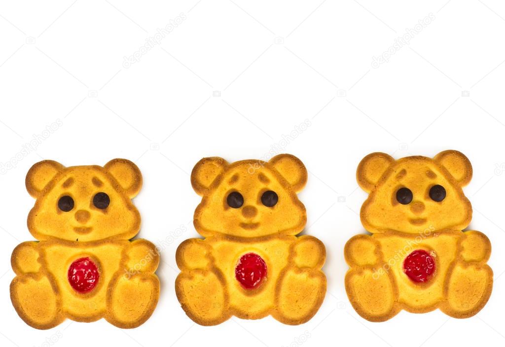 Baking for children-cookies Bears with marmalade and chocolate