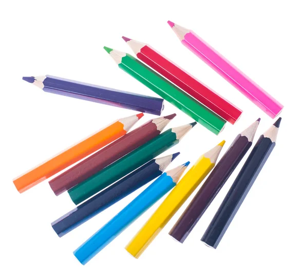 Набор цветных карандашей на белом фоне для профессионалов или s — стоковое фото