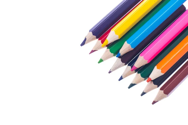 Set di matite colorate su sfondo bianco per professionisti o s — Foto Stock